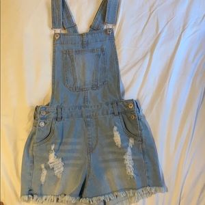Denim Overall Shorts